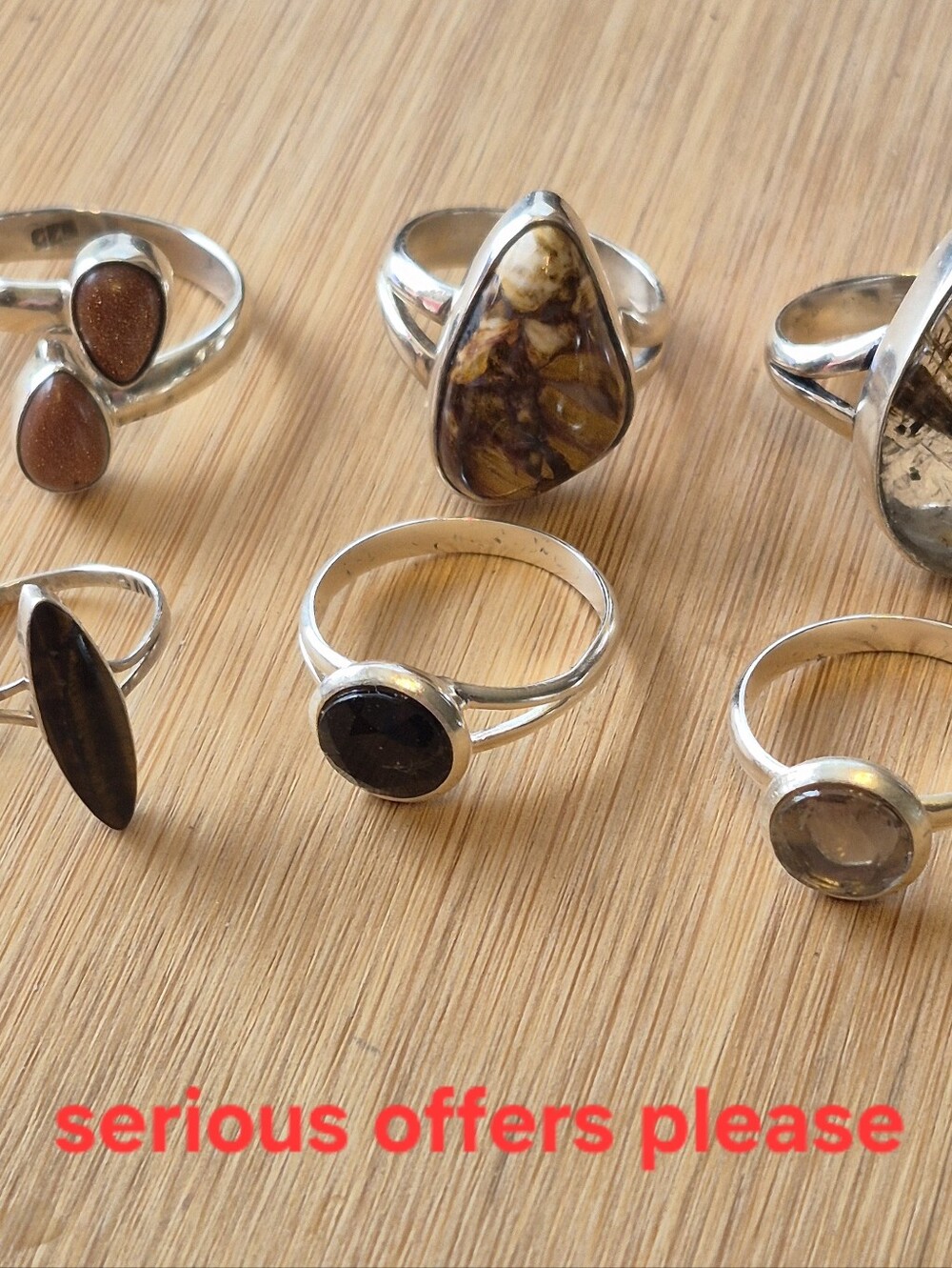 Sterling Silver Mixed Stone Rings - Brown's